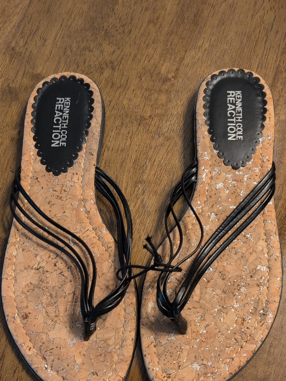 Kenneth Cole Reaction Black Multi-Strap Cork-Style Sandals